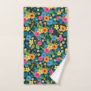 Vibrant Ditsy Flowers Floral Pattern-43785 Hand Towel