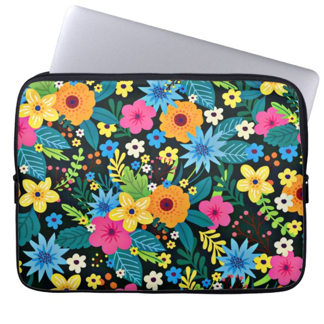 Vibrant Ditsy Flowers Floral Pattern-43785 Laptop Sleeve (Front)