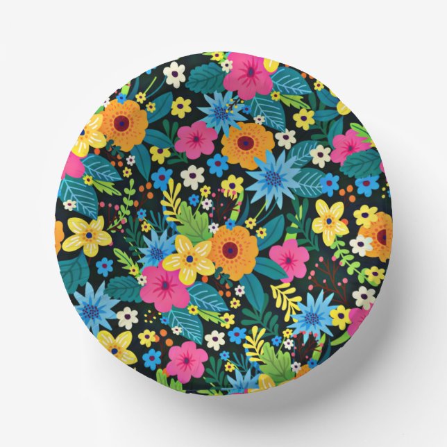 Vibrant Ditsy Flowers Floral Pattern-43785 Paper Plate (Front)