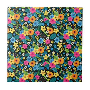 Vibrant Ditsy Flowers Floral Pattern-43785 Tile