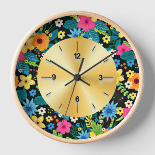 Vibrant Ditsy Flowers Floral Pattern Design-43785 Clock