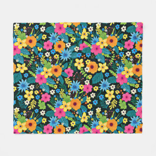 Vibrant Ditsy Flowers Floral Pattern Design-43785 Fleece Blanket