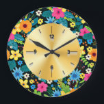 Vibrant Ditsy Flowers Floral Pattern Design-43785 Large Clock<br><div class="desc">Bright and colorful ditsy floral pattern featuring vibrant flowers,  perfect for stylish apparel,  accessories,  and gifts with a fresh botanical look. (Design code-43785).</div>
