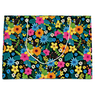 Vibrant Ditsy Flowers Floral Pattern Design-43785 Large Gift Bag