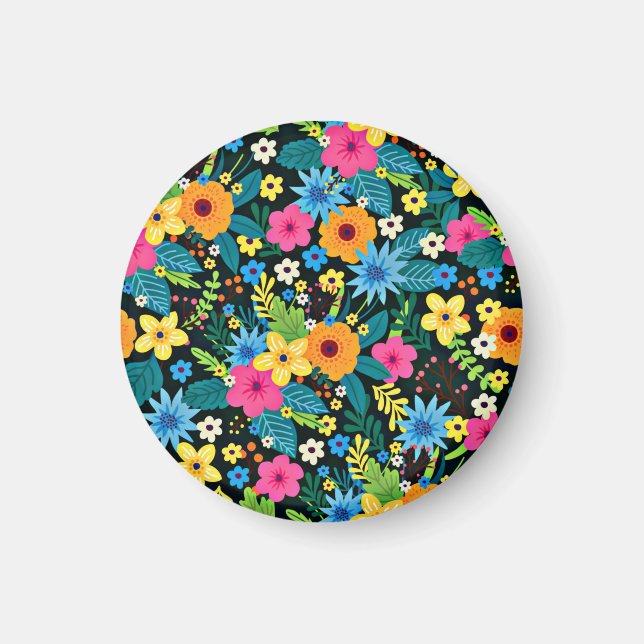 Vibrant Ditsy Flowers Floral Pattern Design-43785 Magnet (Front)