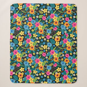 Vibrant Ditsy Flowers Floral Pattern Design-43785 Sherpa Blanket