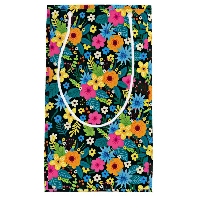 Vibrant Ditsy Flowers Floral Pattern Design-43785 Small Gift Bag (Front)