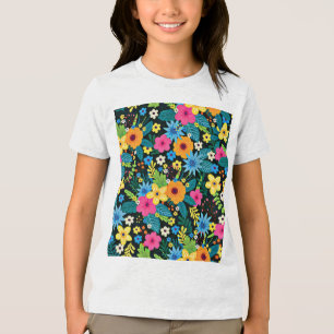 Vibrant Ditsy Flowers Floral Pattern Design-43785 Tri-Blend Shirt