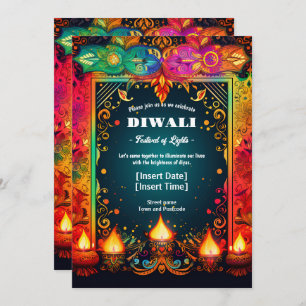 Vibrant Diwali Splendour Invitation