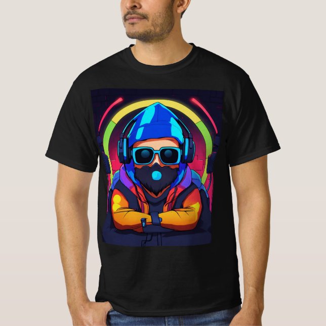 Vibrant DJ Vibes Graphic Equalizer T-Shirt – Light (Front)