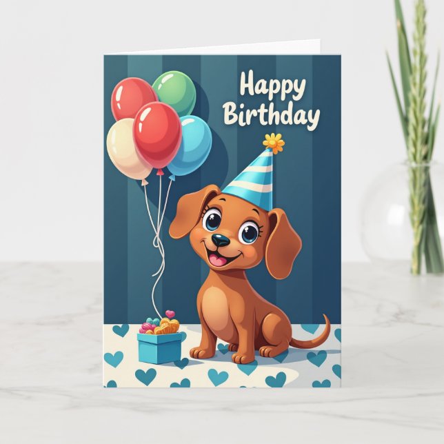 Vibrant Dog Birthday Card (Front)