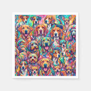 Vibrant Dog Dreamscape – Psychedelic Boho Napkin