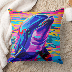 Vibrant Dolphin – Colorfull Ocean Dream Cushion