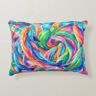 Vibrant Dolphin Dreamscape – Psychedelic Boho Decorative Cushion