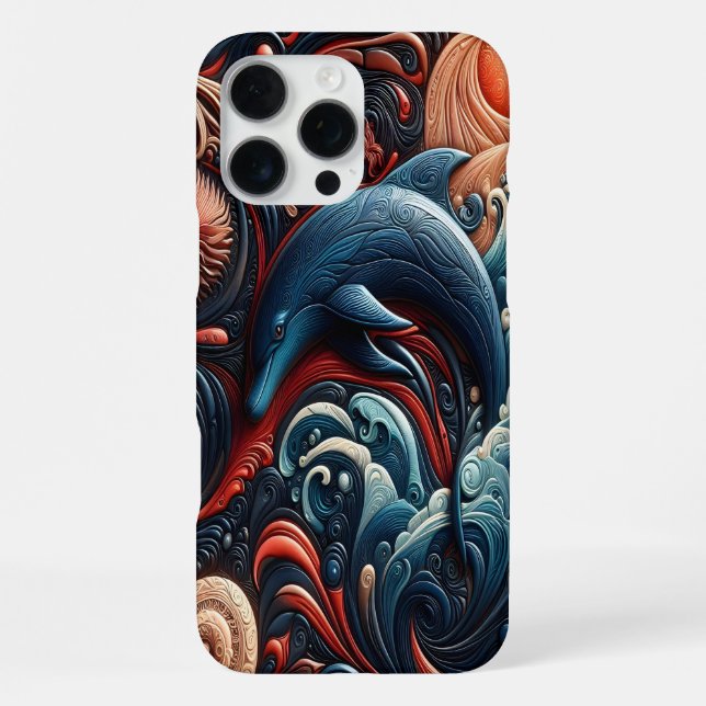 Vibrant Dolphin Ocean Art iPhone Case (Back)