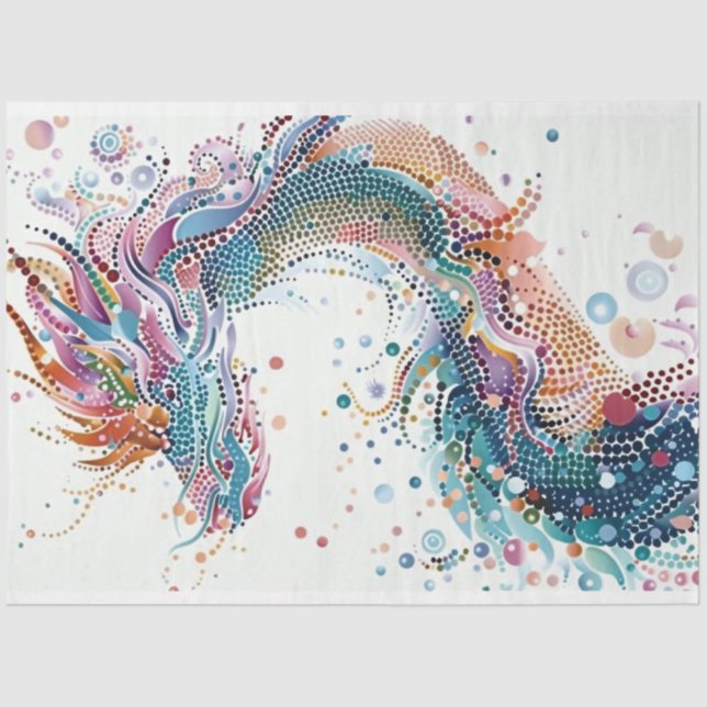 Vibrant Dot Painted Dragon Decoupage Tissue Paper (Front)