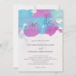 Vibrant Dreams Blue Purple Watercolor Wedding Invitation<br><div class="desc">This beautiful wedding invitation features a hand painted ethereal watercolor design in blue,  purple,  and teal / mint green.</div>