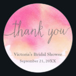 Vibrant Dreams Bridal Shower Thank You Sticker<br><div class="desc">Vibrant Dreams Bridal Shower Thank You Sticker.  A beautiful watercolor design in fuchsia pink and peach by Orabella Prints.</div>
