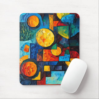 Vibrant Dreams Geometry – Bold Modern Abstract Art Mouse Pad