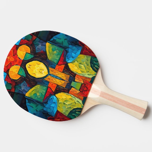 Vibrant Dreams Geometry – Bold Modern Abstract Art Ping Pong Paddle (Side)
