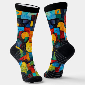 Vibrant Dreams Geometry – Bold Modern Abstract Art Socks