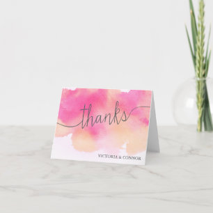 Vibrant Dreams Thank You Note Card / Pink & Peach