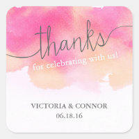 Vibrant Dreams Thank You Stickers / Pink & Peach