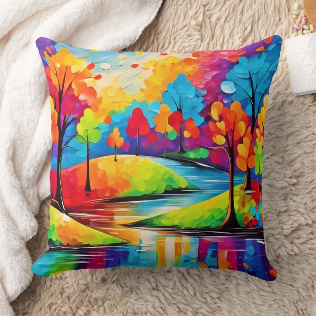 Vibrant Dreamscape Autumn's Symphony Art Cushion (Blanket)