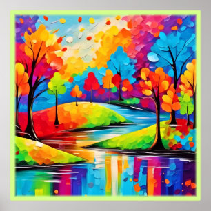 Vibrant Dreamscape Autumn's Symphony Art Poster