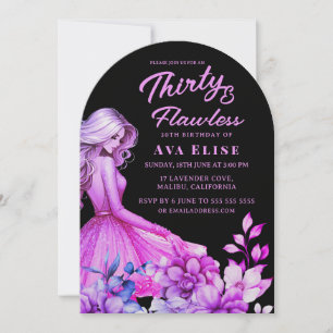 Vibrant Dress with Floral 30th Birthday Invitation