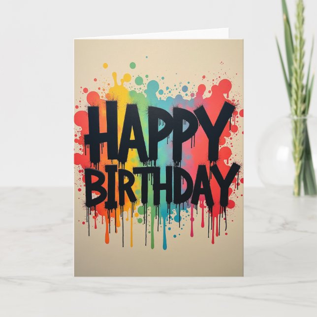 Vibrant Drip Birthday Card (Front)