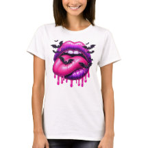 Vibrant Dripping Lips with Bats