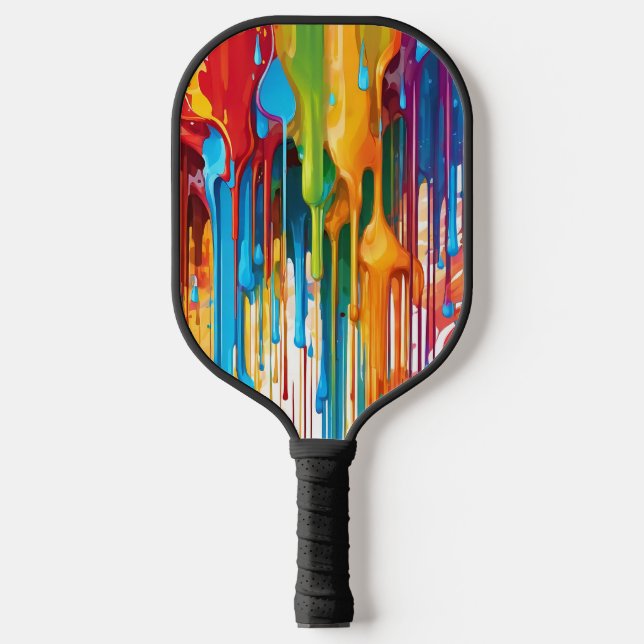 Vibrant Dripping Paint Pickleball Paddle (Front)