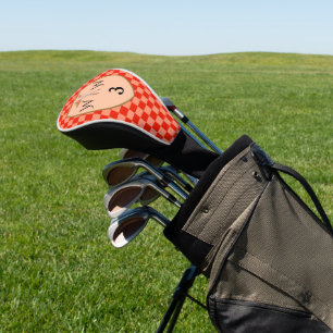 Vibrant Dual Orange Chequered Monogram  Golf Head Cover
