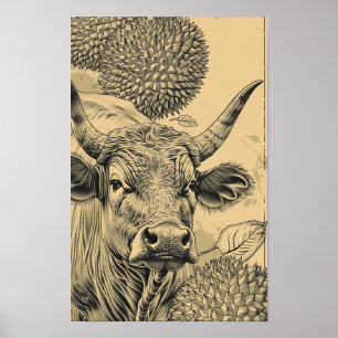 Vibrant Durian-Flavoued Jerky Packaging Illustrati Poster