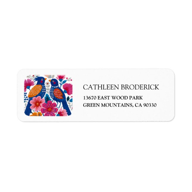 Vibrant Eclectic Folk Birds and Flowers Wedding (Front)