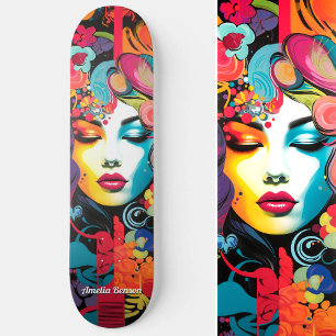 Vibrant Edgy Colourful Street Art Inspired Skateboard
