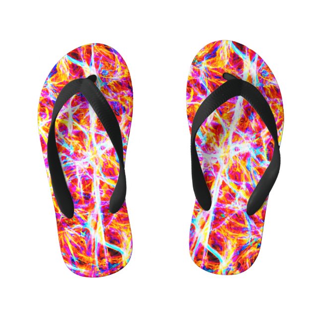 Vibrant Electric Abstract Pattern Kid's Jandals (Footbed)