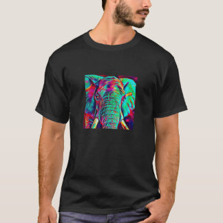 Vibrant Electronic Elephant Art Design T Shirt