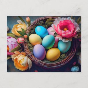 Vibrant Elegant Festive Easter Illustration Postcard