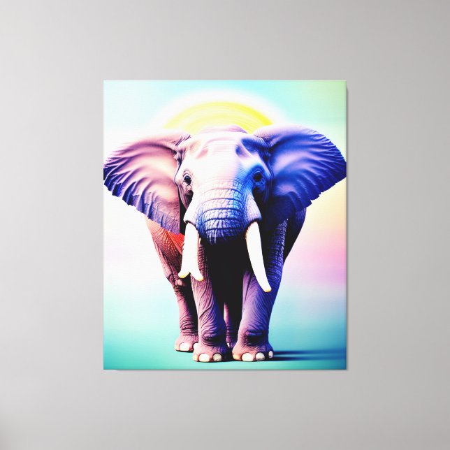 Vibrant Elephant Art A Pop of Colour for Your Wall Canvas Print (Front)