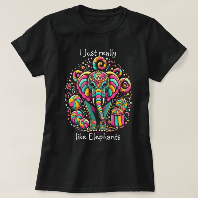 Vibrant Elephant With Intricate Face Paint T-Shirt (Design Front)