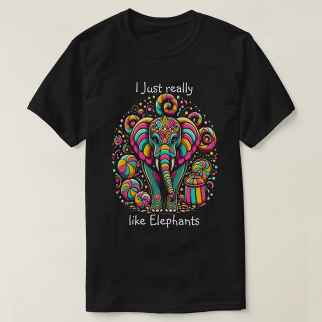 Vibrant Elephant With Intricate Face Paint T-Shirt (Design Front)