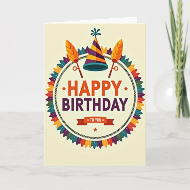 Vibrant Emblem Birthday Card (Front)