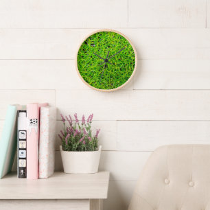 Vibrant Emerald Green Lawn Grass Clock
