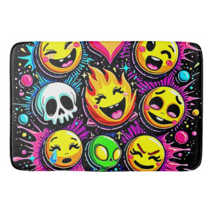 Vibrant Emoji Pop Art Bath Mat
