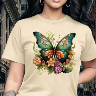 Vibrant Enchanted Butterfly & Floral Garden  T-Shirt