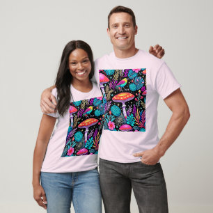 Vibrant Enchanted Forest Mushroom Artwork T-Shirt