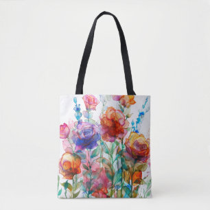 Vibrant Enchanted Garden Watercolor Tote Bag