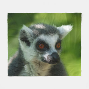 Vibrant Encounter: Ring-Tailed Lemur Close-Up Fleece Blanket
